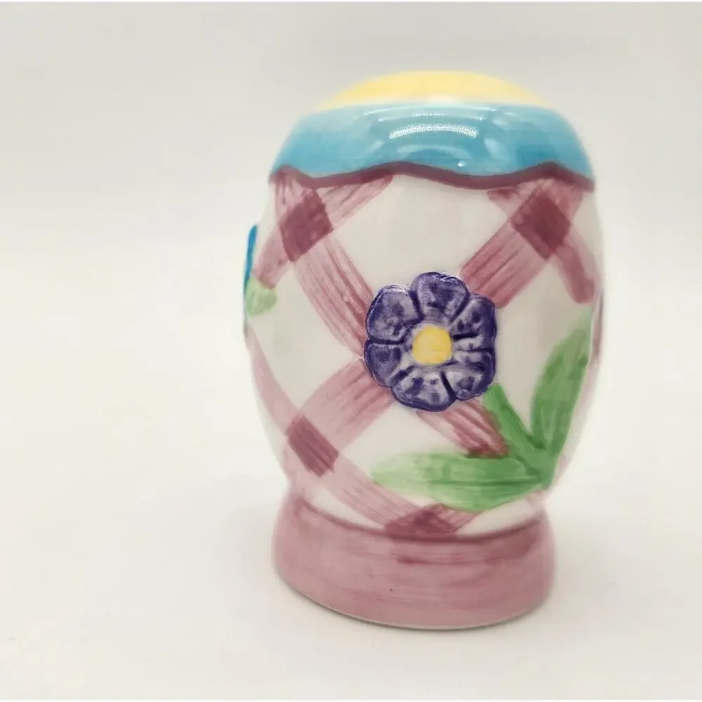 Vintage Handcrafted Lotus Ceramic Floral Salt&Pepper Shakers‎ Tray Spring Easter